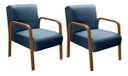 Ver imagem 1 de Kit 02 Poltronas Anita Cadeira Decorativa Recepção Escritório Quarto Sala - Linho Azul