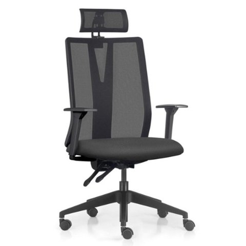 Cadeira Escritório Giratória Presidente Flow F02 Base Preta Sintético Preto - Lyam Decor