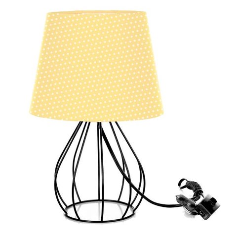 Abajur Cebola Dome Amarelo/Bolinha com Aramado Preto