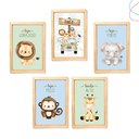 Ver imagem 1 de Kit 5 Quadros Decorativos Safari Baby Aquarela Bege:pinus