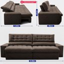 Ver imagem 3 de Sofá Retrátil e Reclinável 2,30m Molas Ensacadas Max Spring Velusoft Café Cama Inbox