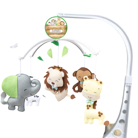 Mobile Musical e Giratório Enfeite de Berço Animais Menino