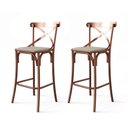 Ver imagem 1 de Kit 2 Banquetas Katrina em Aço Cobre com Encosto e Corano para Área Gourmet Home Design - Bege