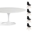 Ver imagem 1 de Conjunto Mesa Saarinen Oval Espirito Santo 160X90cm + 4 Cadeiras Eames DSW - Preta
