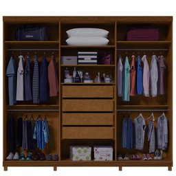 Guarda Roupa Casal 6 Portas Absolut Castanho - Gelius - 3