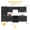 Ver imagem 5 de Armário de Cozinha Modulada Completa Fidelitá Nara 100% MDF 6 Peças 360cm 16 Portas 2 Gavetas com