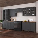 Ver imagem 1 de Armário de Cozinha Modulada Completa Fidelitá Nara 100% MDF 6 Peças 360cm 16 Portas 2 Gavetas com
