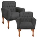 Ver imagem 1 de Kit 2 Poltronas Athena Decorativa Sala Recepção Cinza Escuro