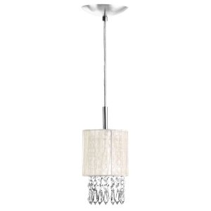 Lustre Pendente Redondo Cupula Cganza Cristal Acrílic Bege