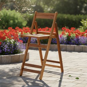 Cadeira Bistrô Dobrável em Madeira Eucalipto Verniz