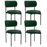 Kit 04 Cadeiras Estofadas para Sala de Jantar Louvre L02 Couríssimo Verde - Lyam Decor - 1
