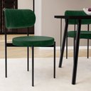 Ver imagem 2 de Kit 04 Cadeiras Estofadas para Sala de Jantar Louvre L02 Couríssimo Verde - Lyam Decor