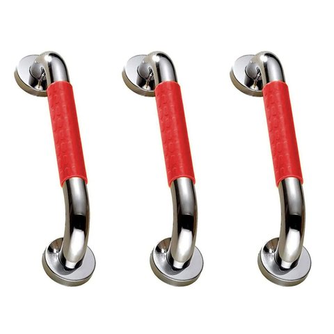 Barra de Apoio 4cm Alça Antiderrapante Kit 3 Uni Suporte Anti Queda Banheiro Box Escada Idoso Gestan