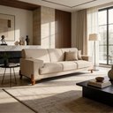 Ver imagem 1 de Sofá Milão 3 Lugares Fixo 209cm Bege Linho Modelo 201 Casa Imperial