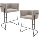 Ver imagem 1 de Kit 02 Banquetas Baixa Base de Aço Preto Betina D02 Bouclê Creme B-54 - Lyam Decor