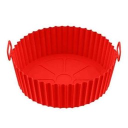 Forma Para Air Fryer De Silicone Reutilizável Antiaderente Forro 20 CM:PRETO - 4