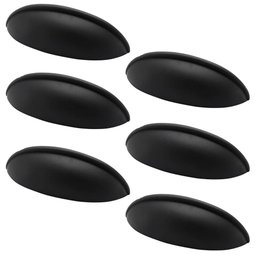 Conjunto 6 Puxadores 332 Aniela Concha Preto Fosco para Móveis Armários e Gavetas - 3