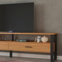 Ver imagem 4 de Rack para Tv até 65 Pol. Estilo Industrial 2 Gavetas F43 Freijó-preto Fosco - Pradel