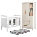 Ver imagem 1 de Berço Americano Soninho com Guarda Roupa Flocos Branco Acetinado Colchão Americano Sleep - Tigus