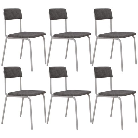 Kit 06 Cadeiras Estofada para Sala de Jantar Sense Branco C01 Linho Prata - Lyam Decor