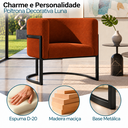 Ver imagem 2 de Poltrona Decorativa Luna Bouclé Premium para Sala Escritório Recepção Base Circular em Ferro Madeira