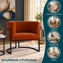 Ver imagem 4 de Poltrona Decorativa Luna Bouclé Premium para Sala Escritório Recepção Base Circular em Ferro Madeira