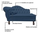 Ver imagem 5 de Recamier Divã Sofá 120cm Recepção Sala Larissa Suede:azul-marinho/liso
