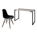 Ver imagem 1 de Mesa Escrivaninha Fit 120cm Branco e Cadeira Charles Preta - Mpozenato