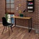 Ver imagem 2 de Mesa Escrivaninha Fit 120cm Natura e Cadeira Charles Preta - Mpozenato