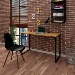 Mesa Escrivaninha Fit 120cm Natura e Cadeira Charles Preta - Mpozenato - 2