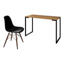Ver imagem 1 de Mesa Escrivaninha Fit 120cm Natura e Cadeira Charles Preta - Mpozenato