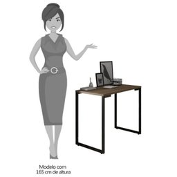 Mesa para Computador Escrivaninha 90cm Estilo Industrial New Port F02 Castanho - Mpozenato - 5
