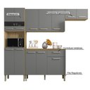 Ver imagem 6 de Armário de Cozinha Compacta 12 Portas 1 Gaveta com Balcão London - Freijó/gris