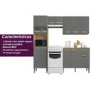 Ver imagem 7 de Armário de Cozinha Compacta 12 Portas 1 Gaveta com Balcão London - Freijó/gris