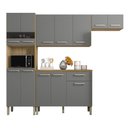 Ver mais imagens de Armário de Cozinha Compacta 12 Portas 1 Gaveta com Balcão London - Freijó/gris