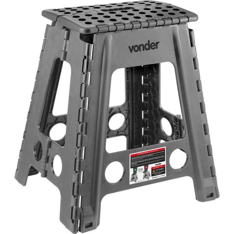 Banqueta Plástica Dobrável 450mm Cinza Vonder