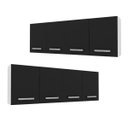 Ver imagem 1 de Kit 2 Armários Aéreos Panamá 4 Portas 160cm Branco/Preto - Lumil Móveis