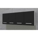 Ver imagem 2 de Kit 2 Armários Aéreos Panamá 4 Portas 160cm Branco/Preto - Lumil Móveis