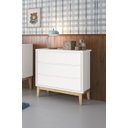 Ver imagem 2 de Cômoda Gaveteiro Classic New Branco Fosco com Natural - MoveisAqui