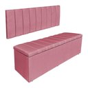 Ver imagem 1 de Kit Cabeceira Painel e Calçadeira Recamier Baú Casal 1,40m Holanda Suede Rosa - Pallazio