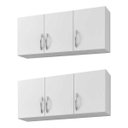 Ver imagem 1 de Kit 2 Armários Aéreos 120cm 3 Portas Branco - Ajl Móveis