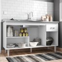 Ver imagem 6 de Balcão Gabinete Gabriela com Pia Inox 150cm 4 Portas Branco/Preto - AJL Móveis