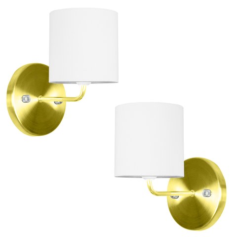 Kit 2 Arandela Dourado De Cupula Cilíndrica Branco