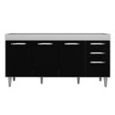 Ver imagem 1 de Balcão Gabinete de Pia Áustria 160cm 4 Portas 2 Gavetas Branco/Preto - Lumil Móveis