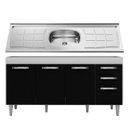 Ver imagem 3 de Balcão Gabinete Áustria com Pia Inox 160cm 4 Portas Branco/Preto - Lumil Móveis