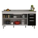 Ver imagem 3 de Balcão Gabinete Áustria com Pia Inox 160cm 4 Portas Branco/Preto - Lumil Móveis