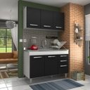 Ver imagem 2 de Armário Aéreo Honduras e Balcão Gabinete Suécia com Pia Inox 120cm Branco/Preto - Lumil Móveis
