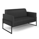 Ver imagem 3 de Sofá Namoradeira com 2 Poltronas Base Industrial Alta Preto Marisa Corino Preto D03 - D\'rossi