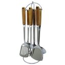 Ver imagem 1 de Conjunto Utensílios Concha Escumadeira Em Aço Inox - 6 Peças + Suporte