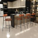 Ver imagem 2 de Kit 04 Banquetas Baixa Cozinha Sala Jantar Bancada Milão L02 Couríssimo Camel Couríssimo Marrom - ly
